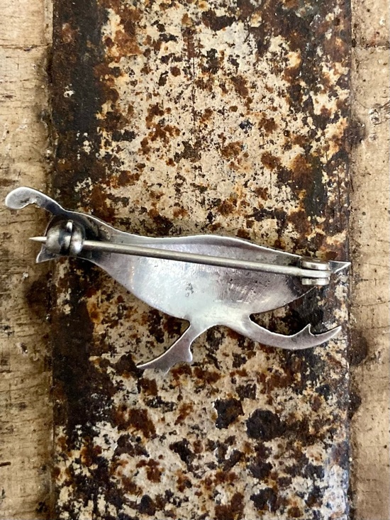 Silver Tone Quail Brooch with Turquoise Colored Detail Southwest Style Pin - Picture 8 of 14